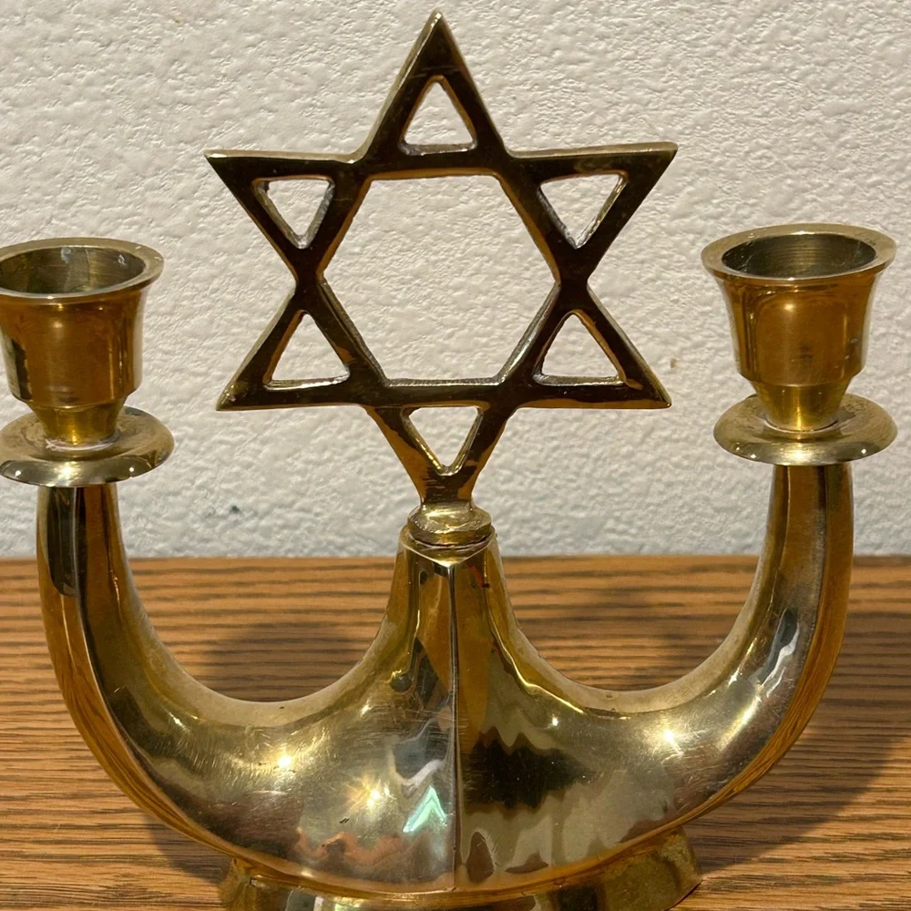Brass Star of David Candle Holder